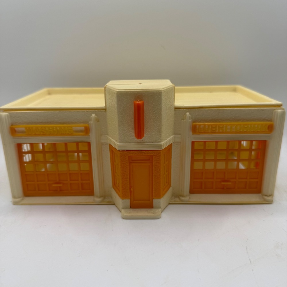 Vintage Marx Lumar Service Station Plastic Garage Toy Art Deco Lubritorium 1950s